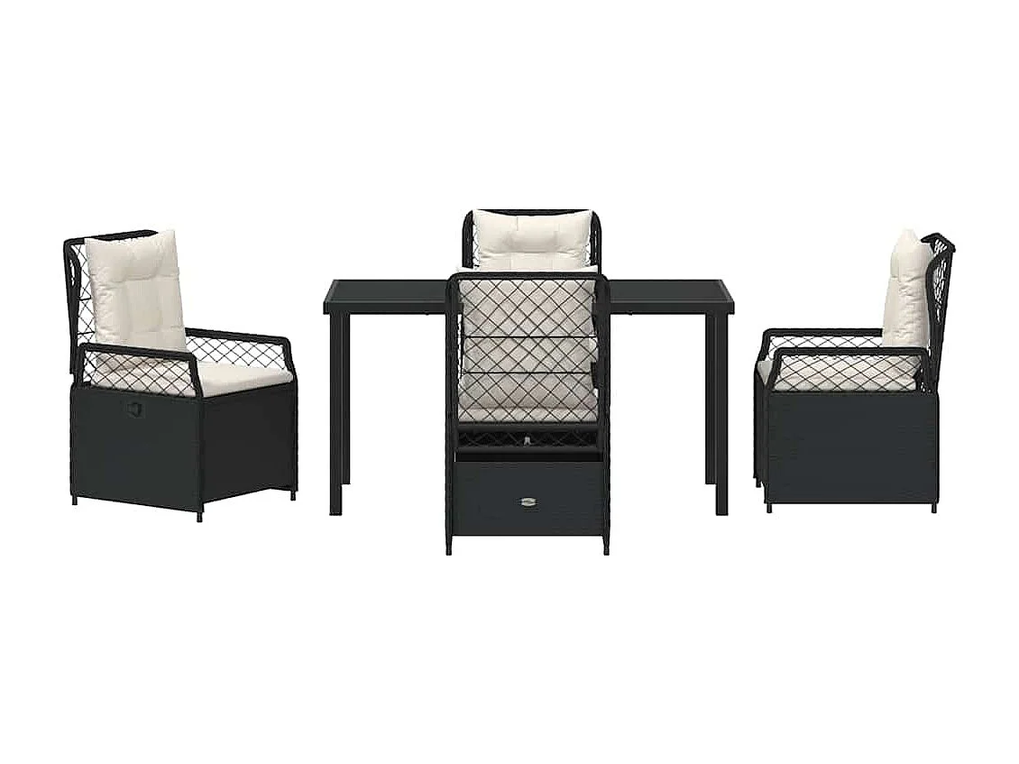 Ensemble de Salle à Manger de Jardin 5 Pièces Noir Poly Rattan