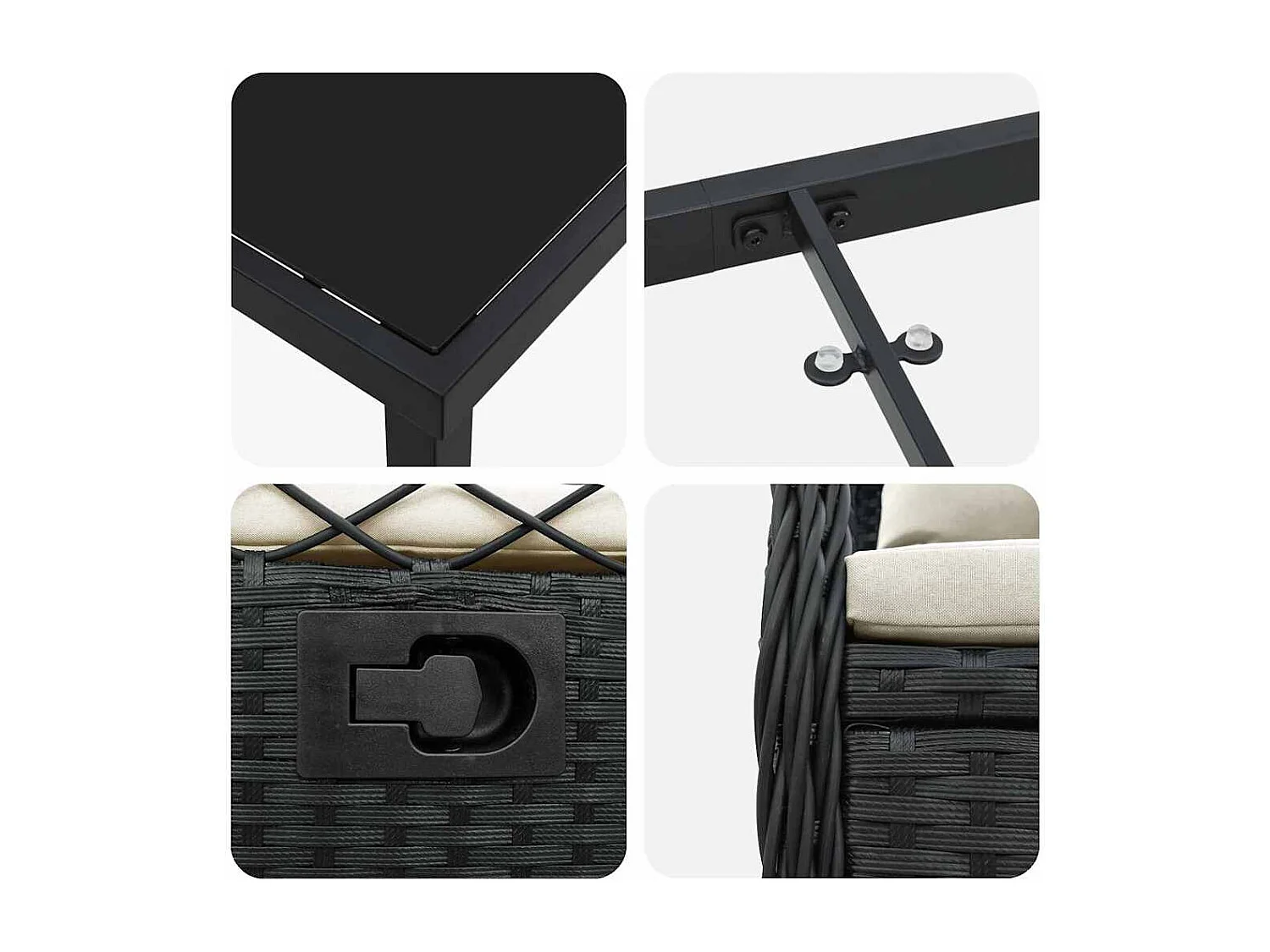 Ensemble de Salle à Manger de Jardin 5 Pièces Noir Poly Rattan