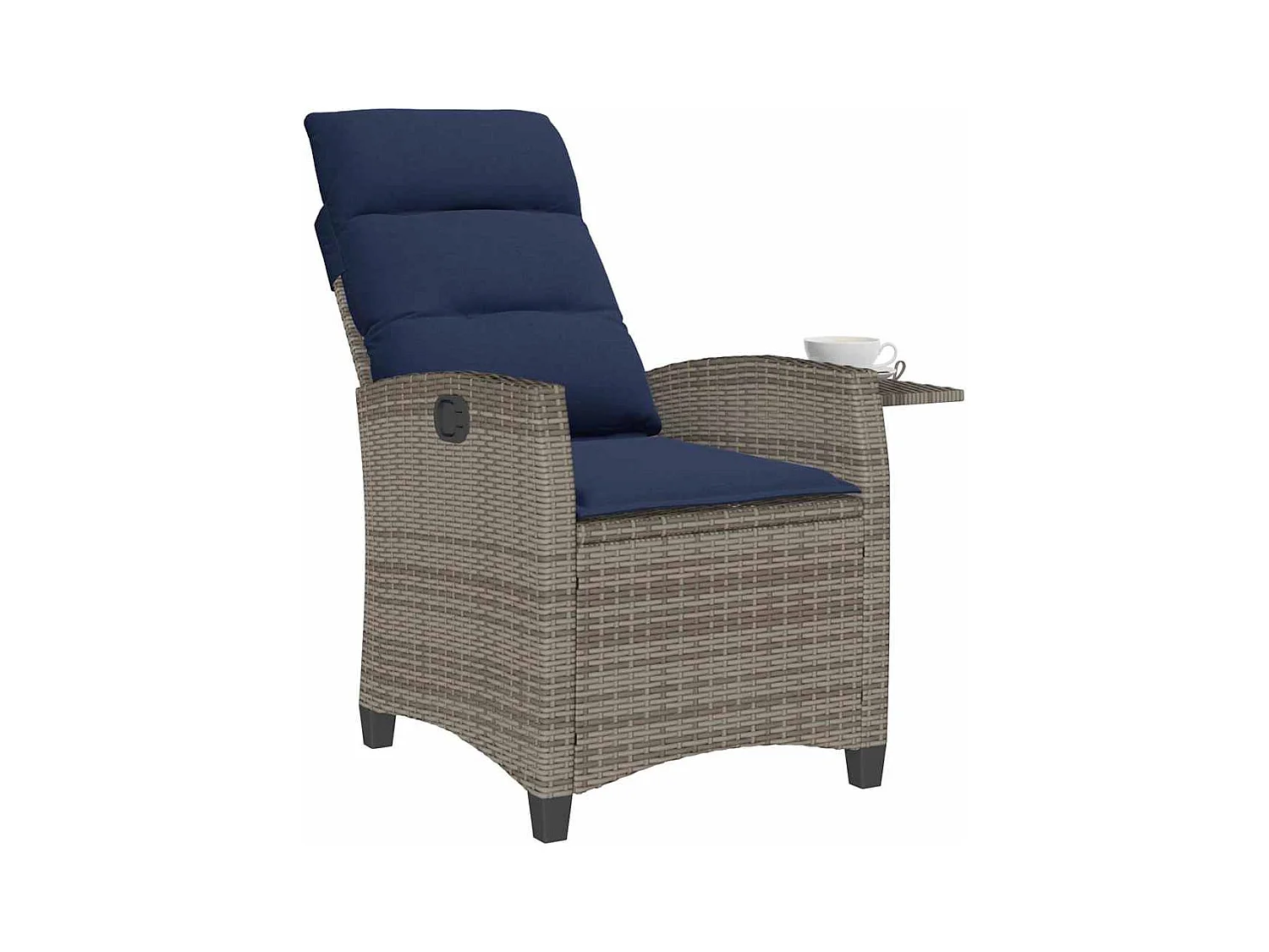 Chaise de jardin inclinable avec table d'appoint gris polyrotin