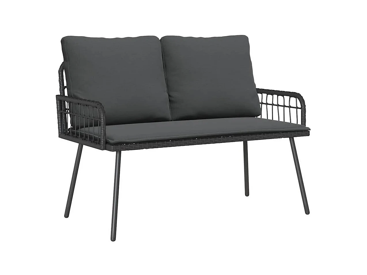 Panca da giardino nera 114x64x78 cm in polyrattan