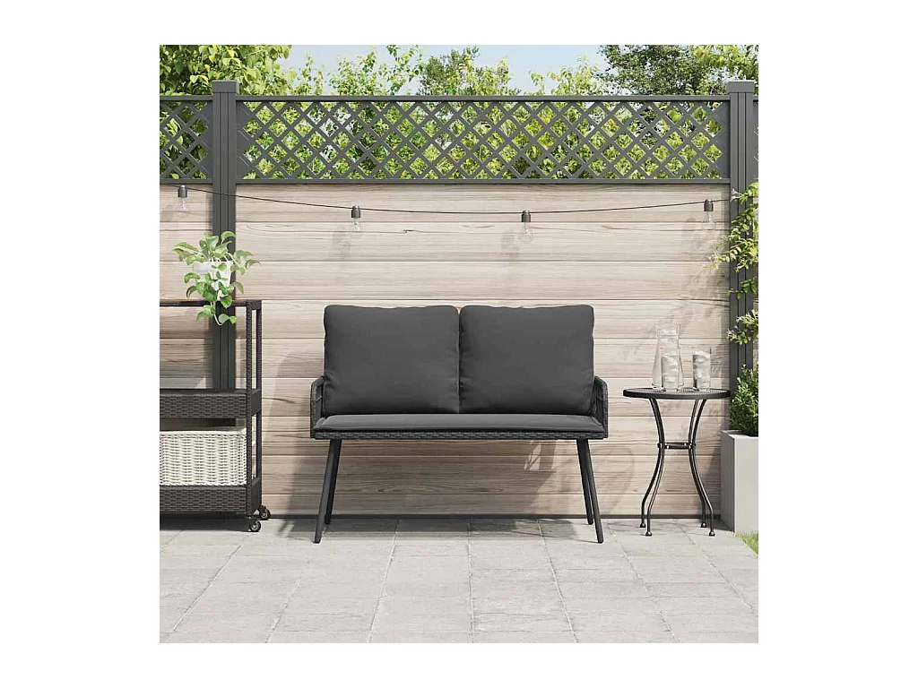 Panca da giardino nera 114x64x78 cm in polyrattan