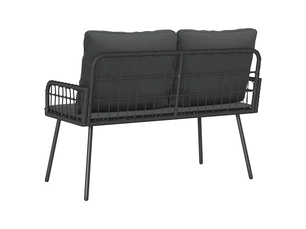 Panca da giardino nera 114x64x78 cm in polyrattan