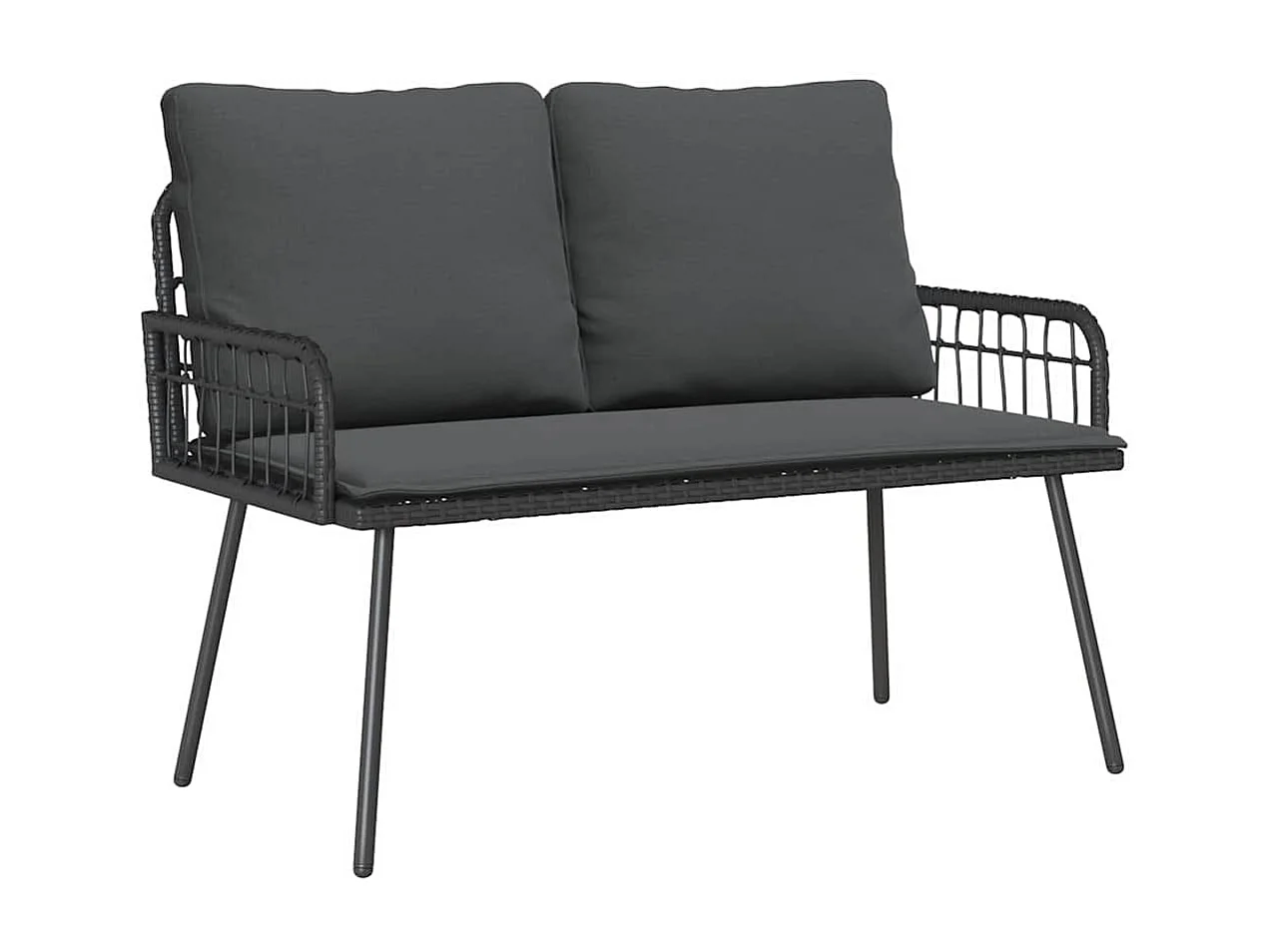 Banc de jardin Noir 114x64x78 cm Poly Rattan