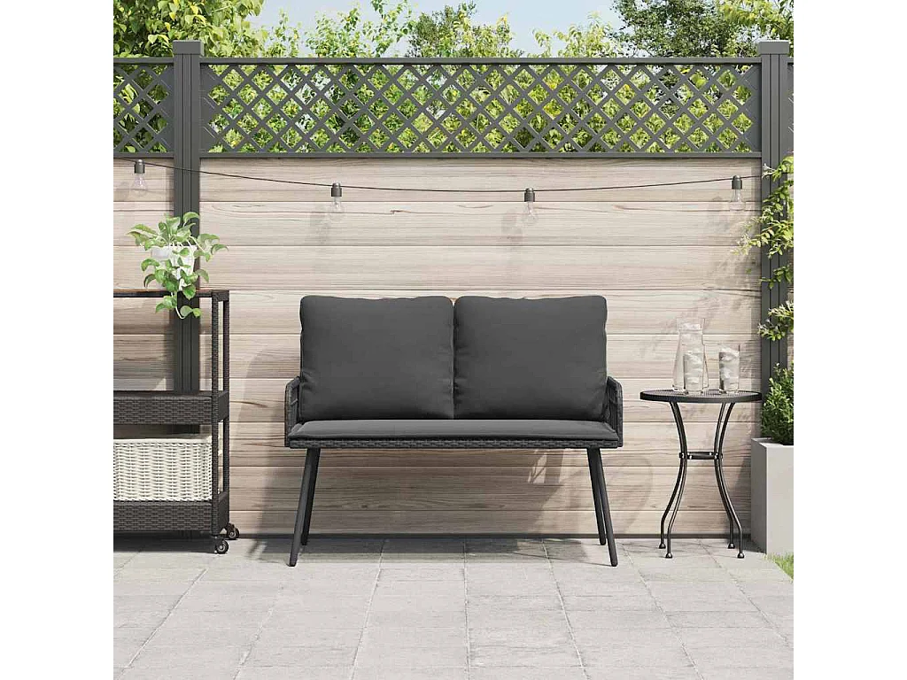 Banc de jardin Noir 114x64x78 cm Poly Rattan