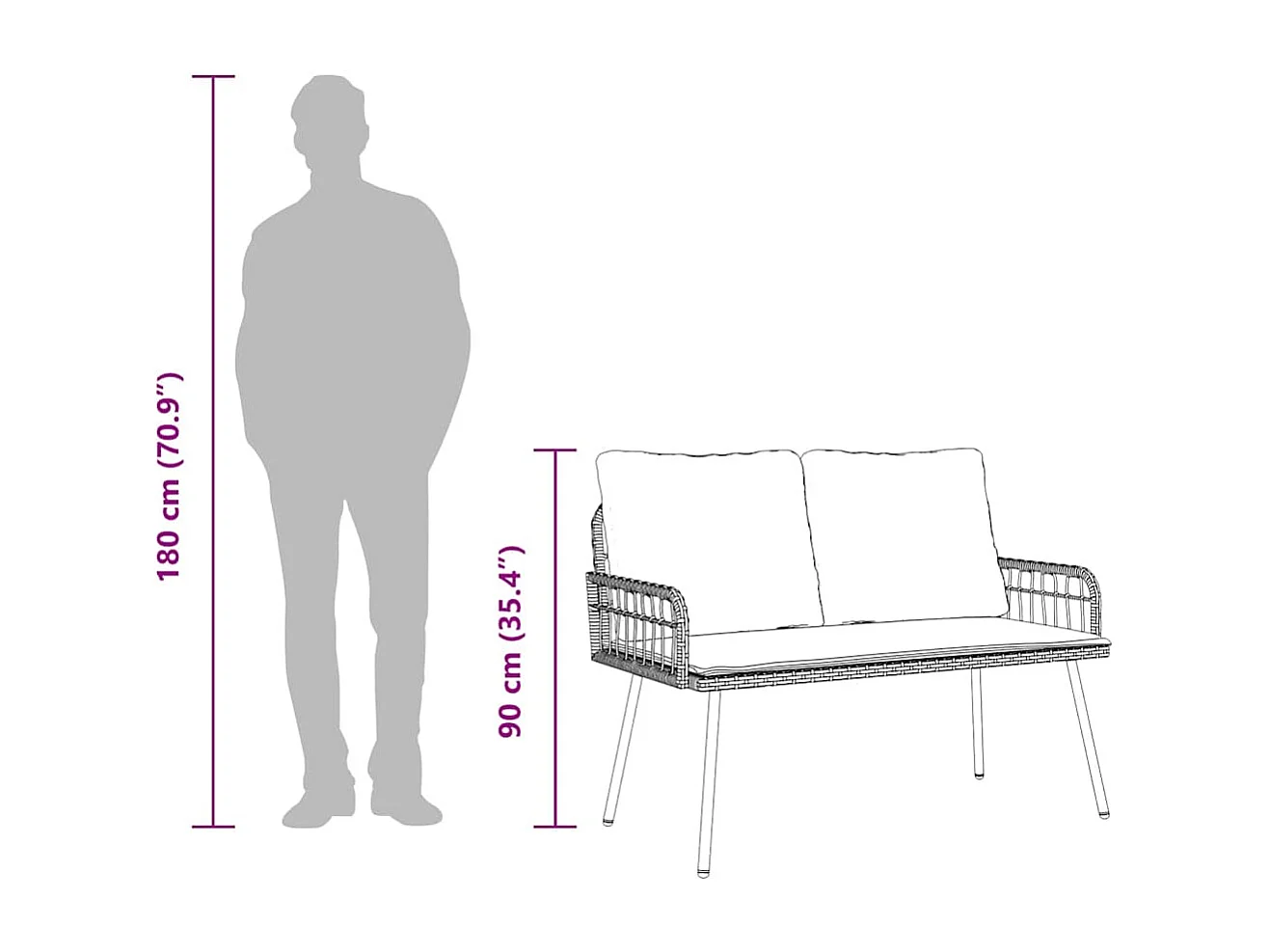 Banc de jardin Noir 114x64x78 cm Poly Rattan