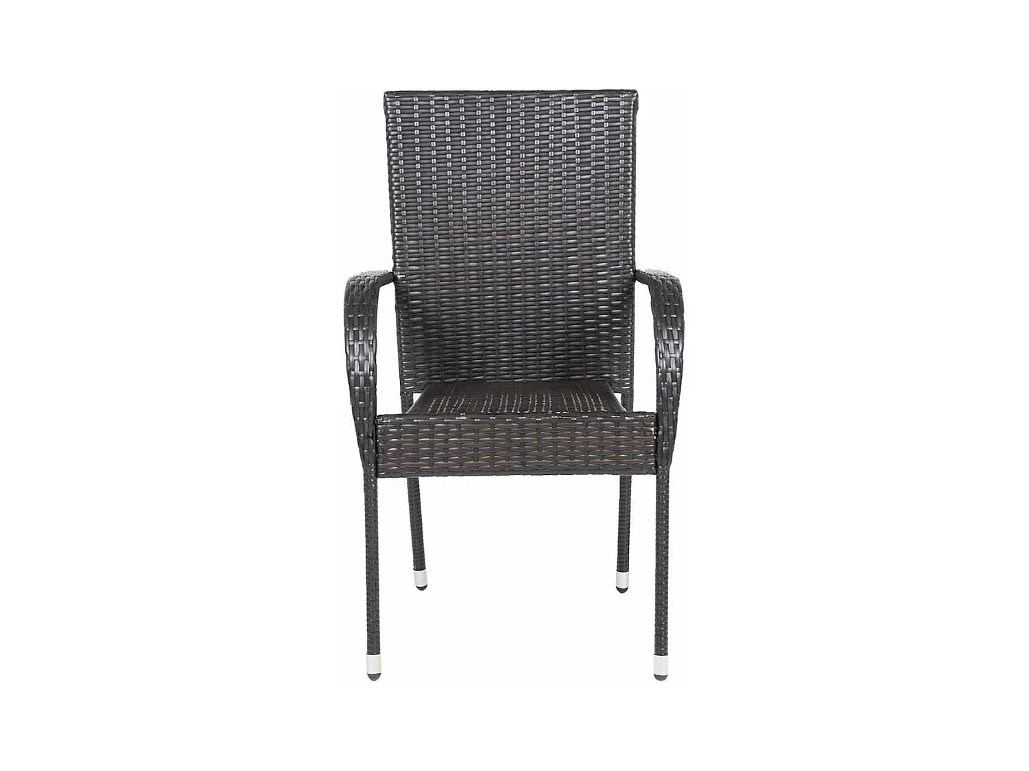 Set di 4 sedie impilabili da esterno in resina marrone e vimini