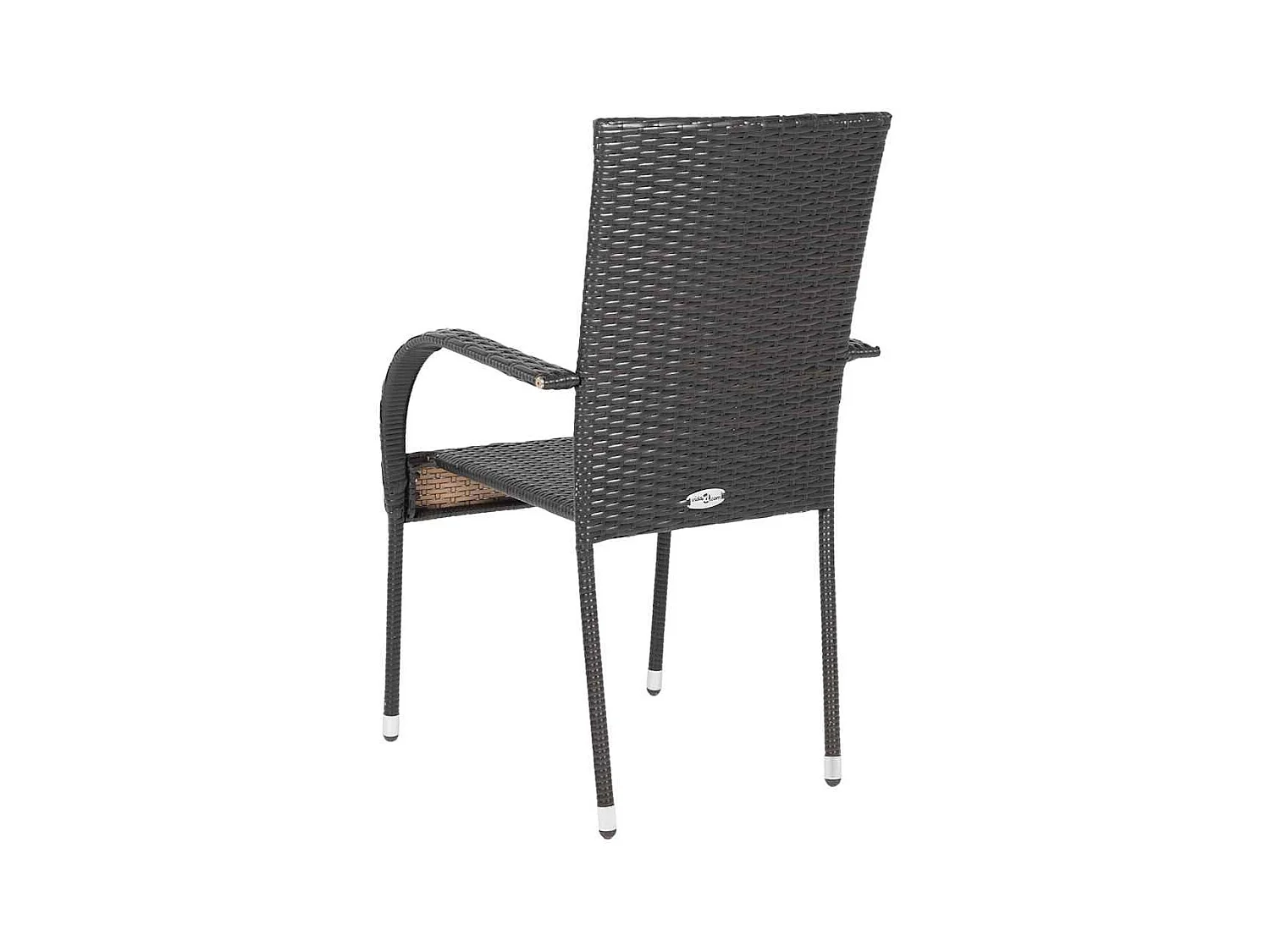 Set di 4 sedie impilabili da esterno in resina marrone e vimini