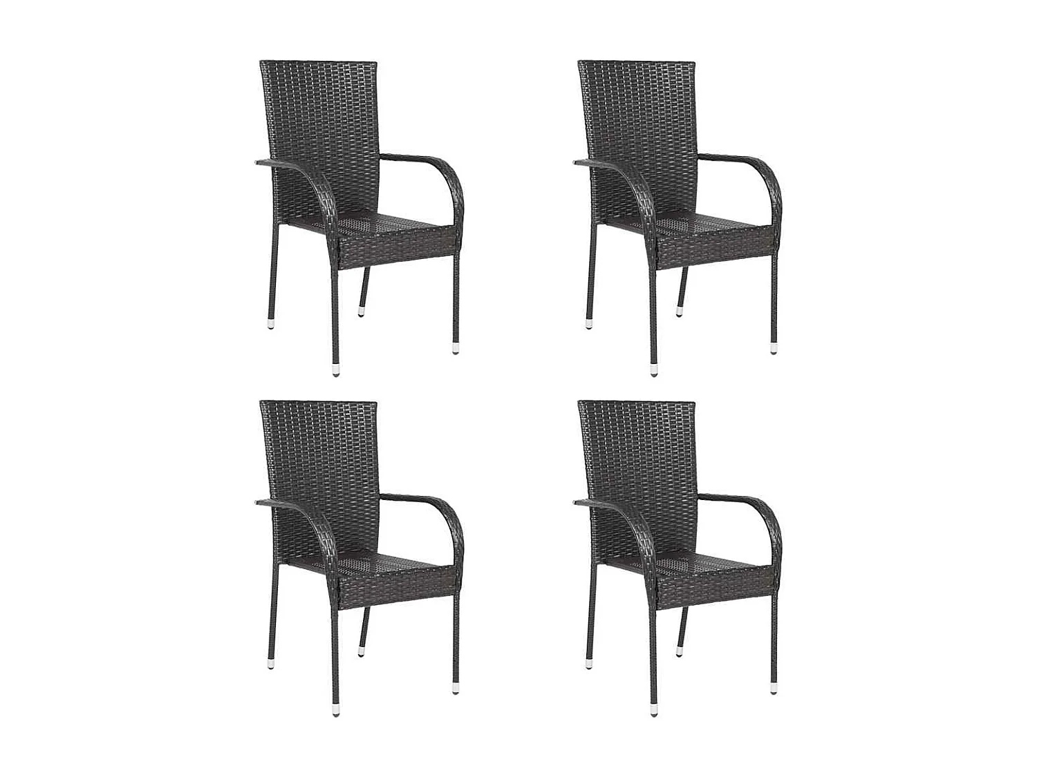 Chaises empilables d'extérieur lot de 4 Résine tressée Marron