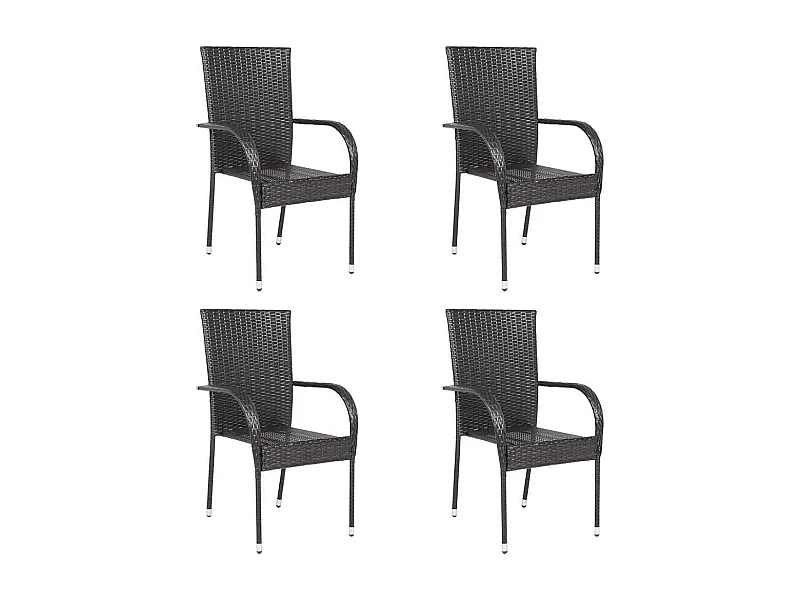Chaises empilables d'extérieur lot de 4 Résine tressée Marron