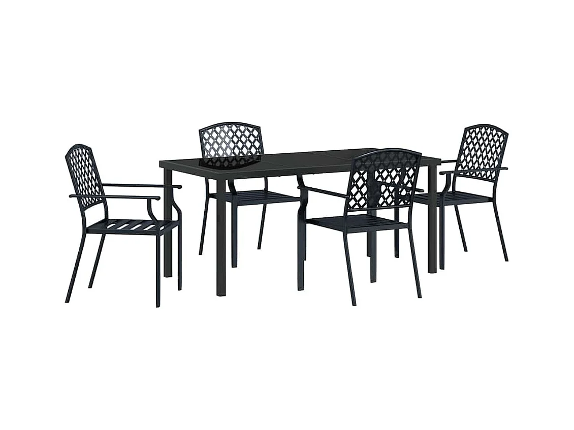 Ensemble de Salle à Manger 5 Pièces en Acier Anthracite