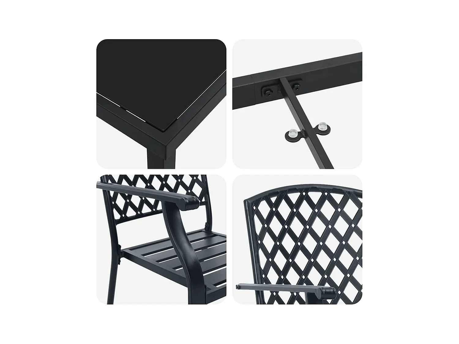 Ensemble de Salle à Manger 5 Pièces en Acier Anthracite