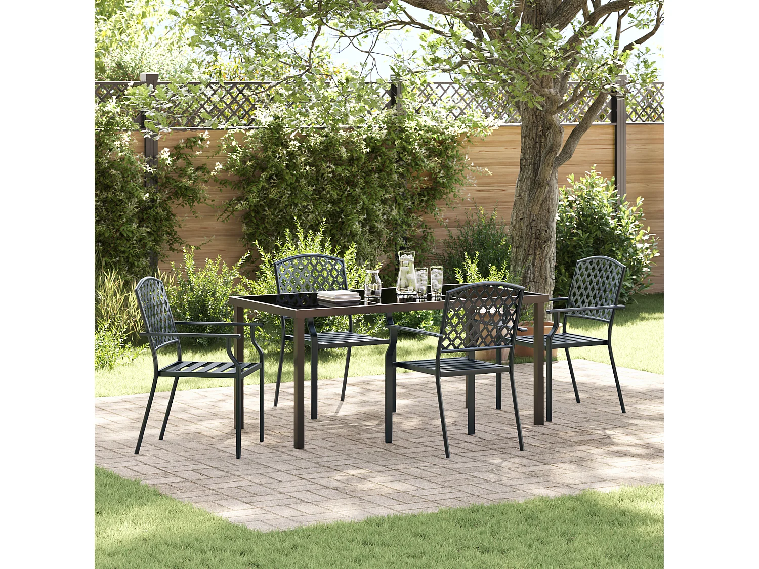 Set da pranzo in acciaio antracite da 5 pezzi