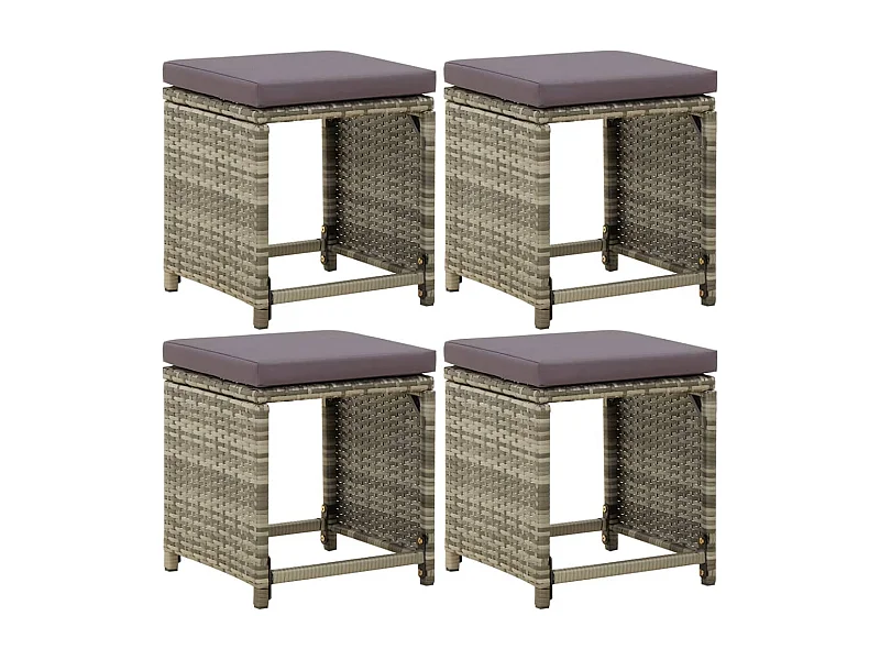 Tuinstoelen set van 4 met kussens Grijs geweven hars