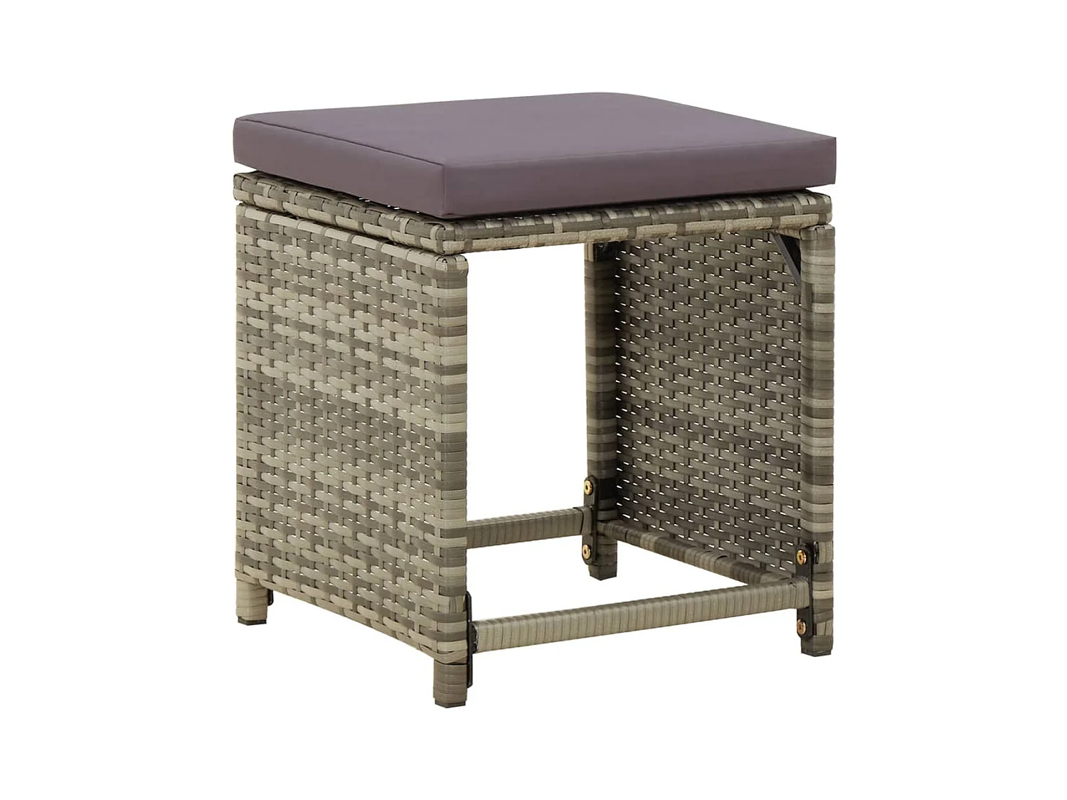 Tabourets de jardin lot de 4 avec coussins Résine tressée Gris