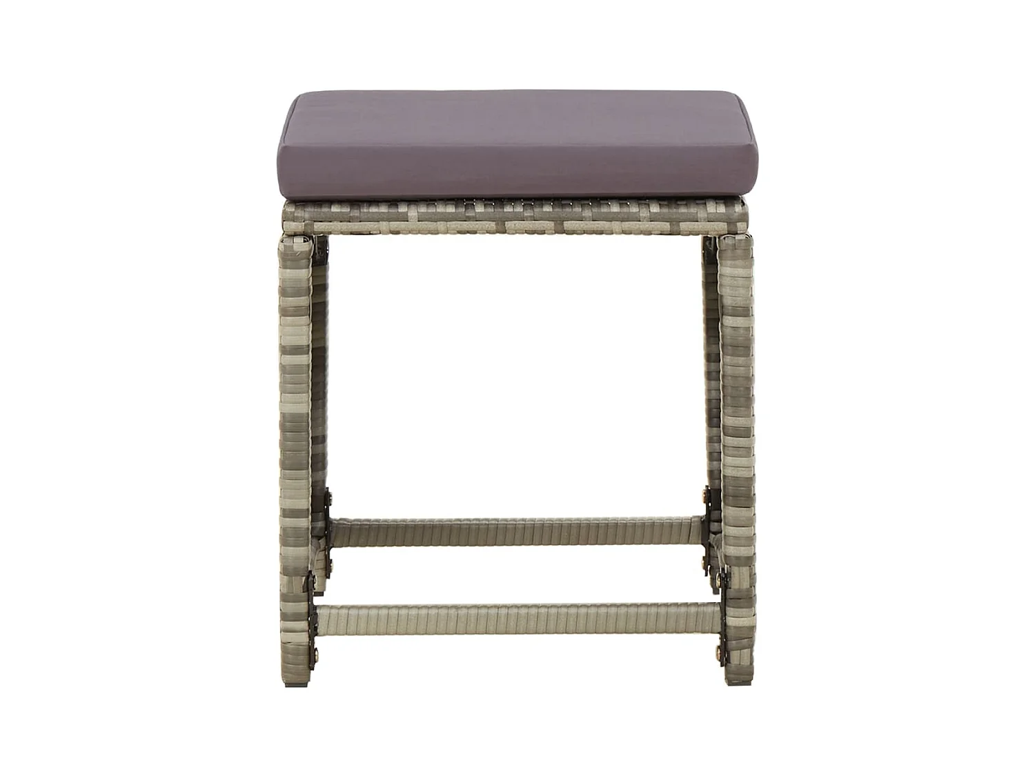 Tabourets de jardin lot de 4 avec coussins Résine tressée Gris