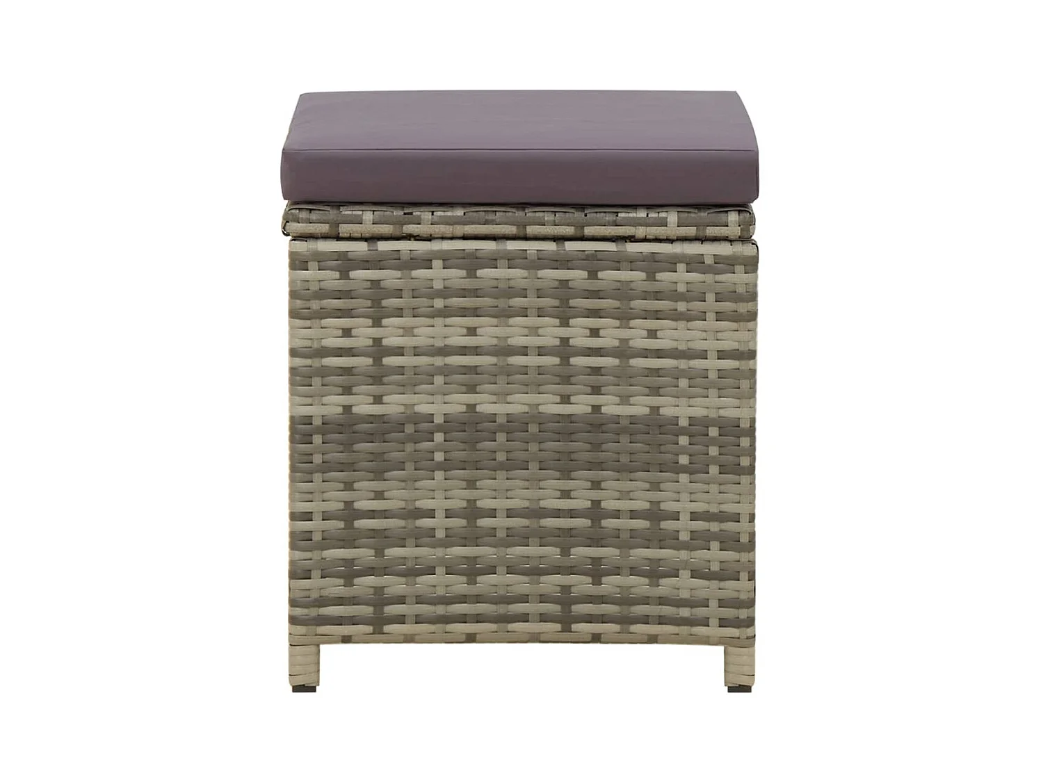 Tabourets de jardin lot de 4 avec coussins Résine tressée Gris