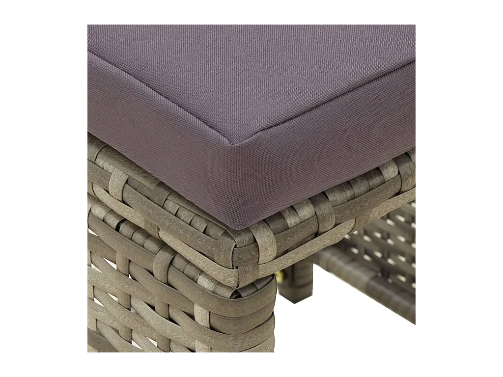 Tabourets de jardin lot de 4 avec coussins Résine tressée Gris