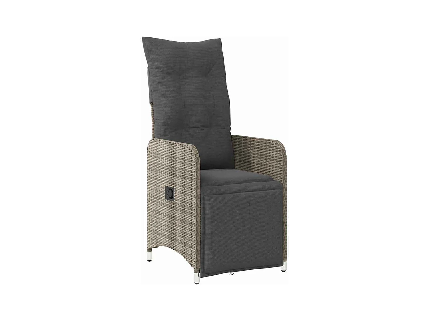 Set de dîner de jardin 5 pièces avec coussins Gris Rotin Poly