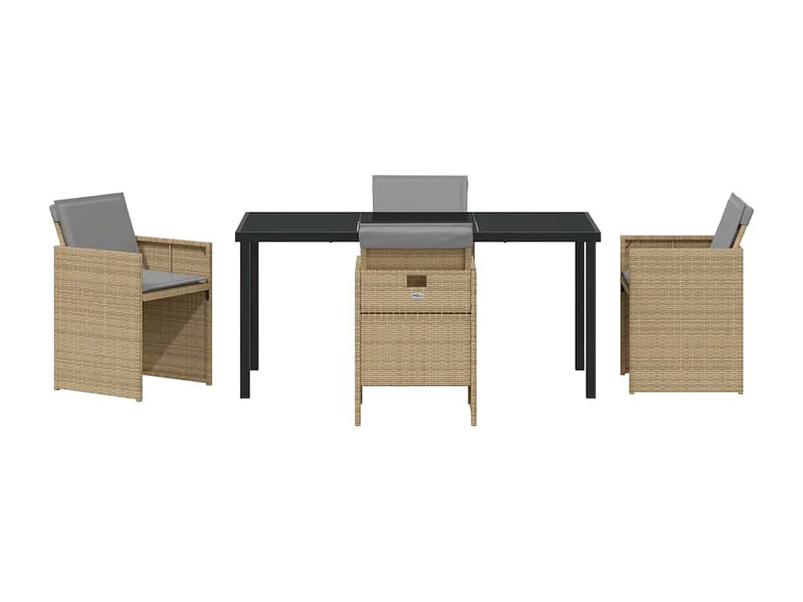 5-delige tuinset met beige PE-rotan kussens