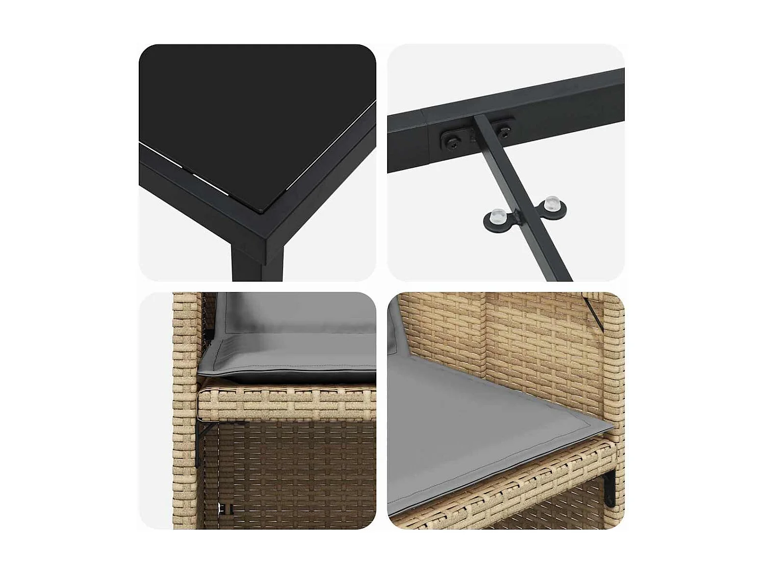 5-delige tuinset met beige PE-rotan kussens