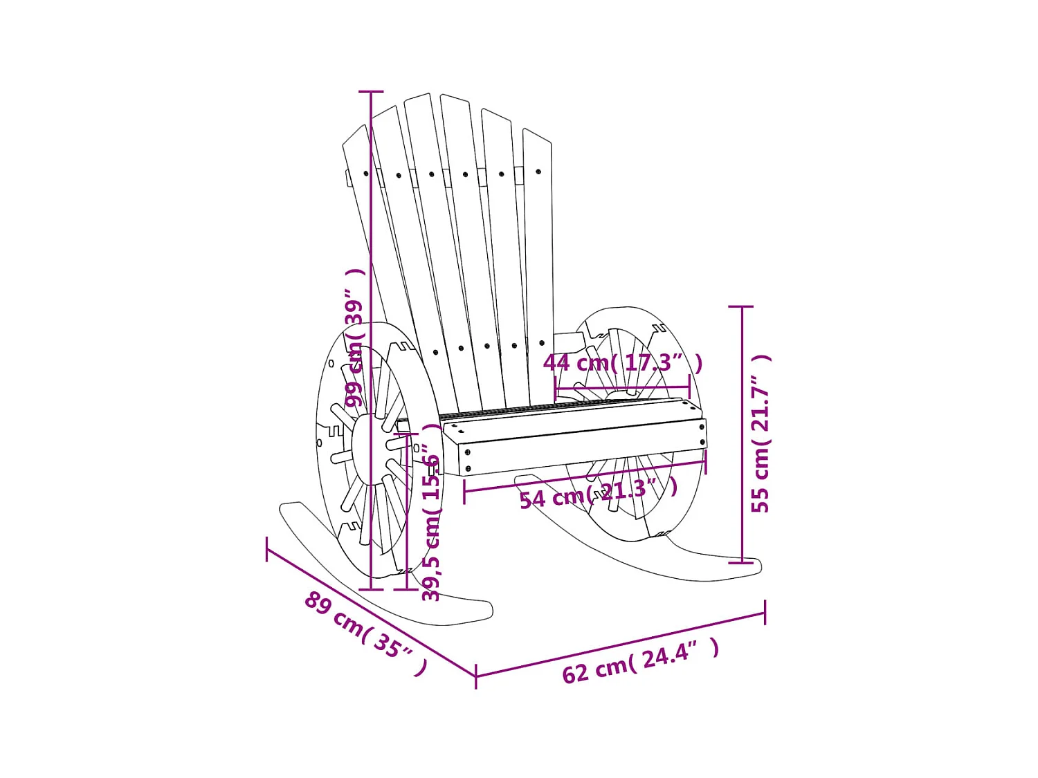 Chaise à bascule Adirondack bois de sapin massif