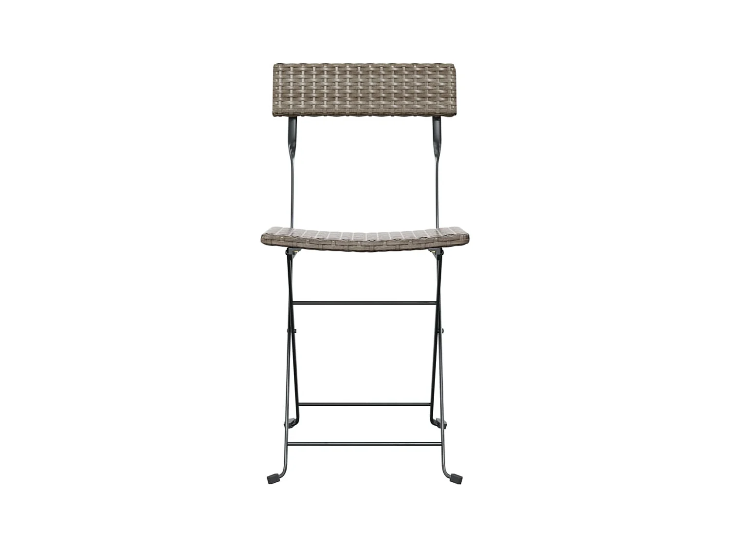 Set di 2 sedie pieghevoli da bistrot in resina grigia, vimini e acciaio