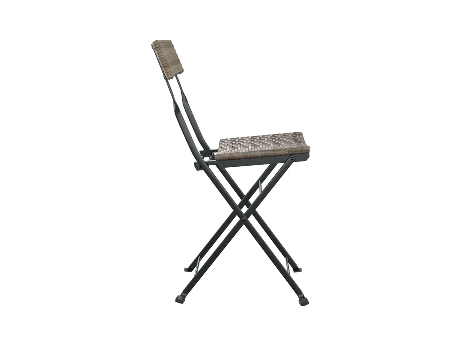 Set di 2 sedie pieghevoli da bistrot in resina grigia, vimini e acciaio