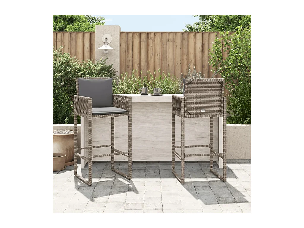 Tuin barkrukken kussens set van 2 grijs geweven hars