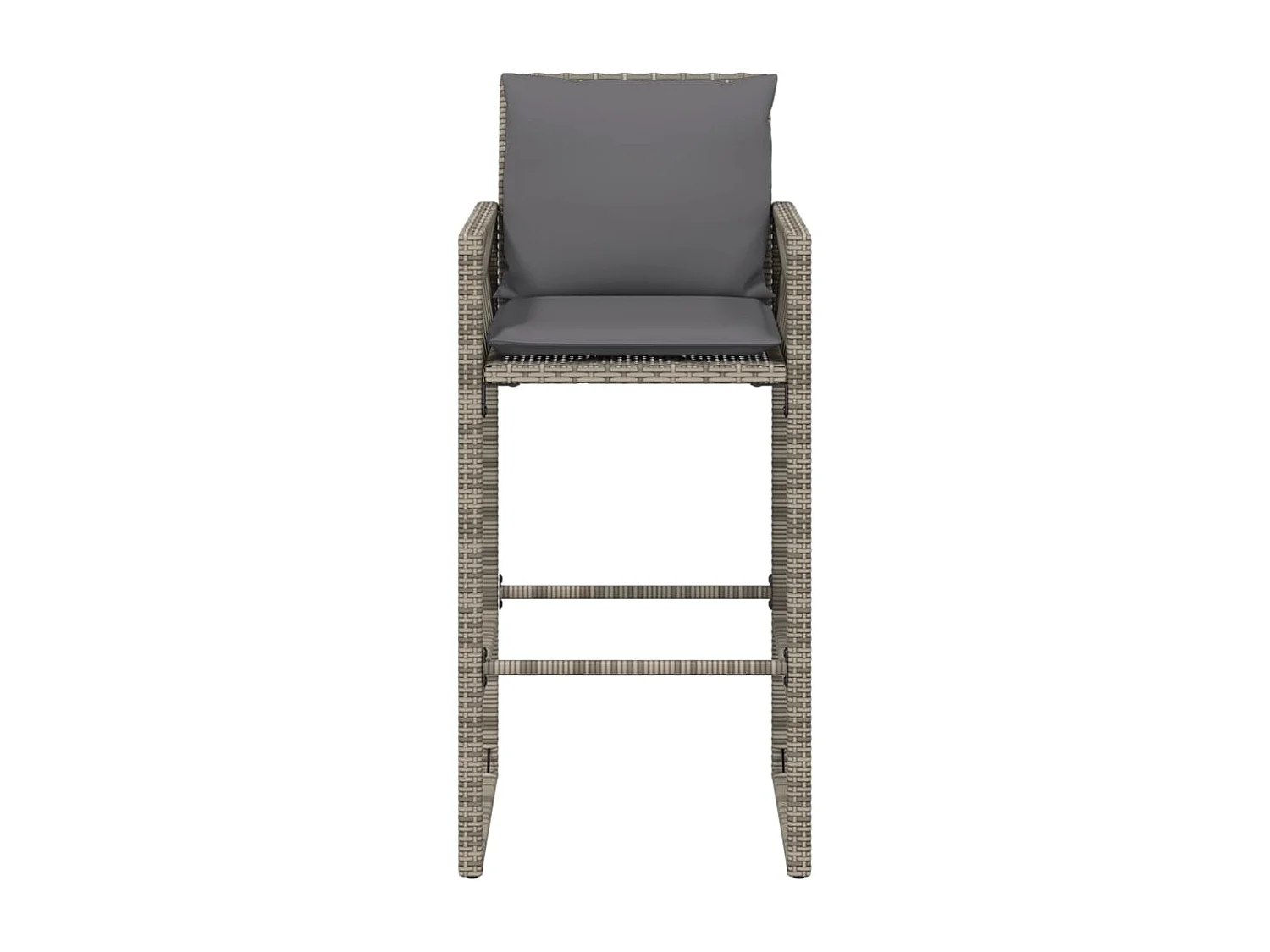 Tabourets de bar jardin coussins lot de 2 gris résine tressée