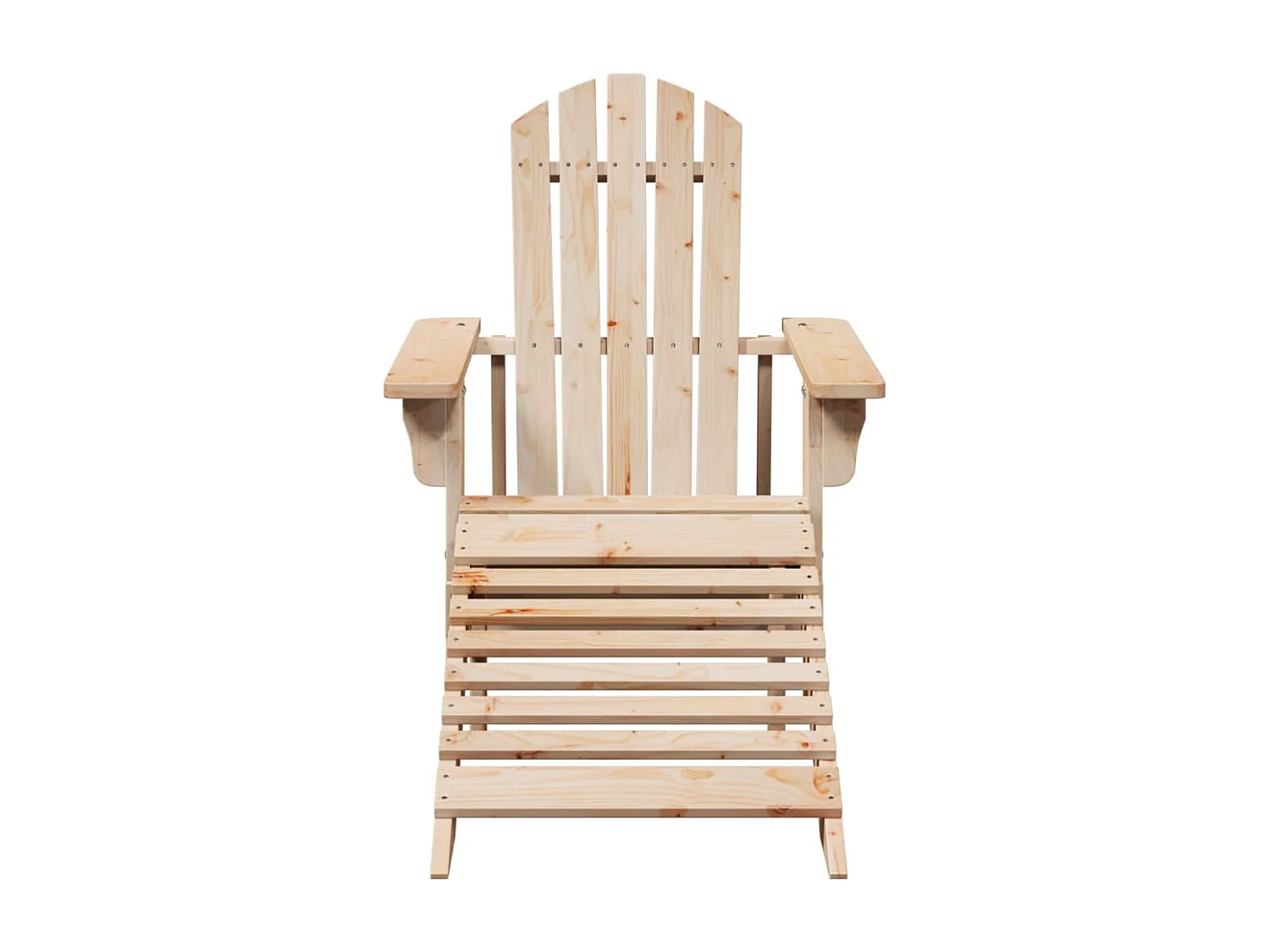 Silla Adirondack con otomana en madera maciza de abeto