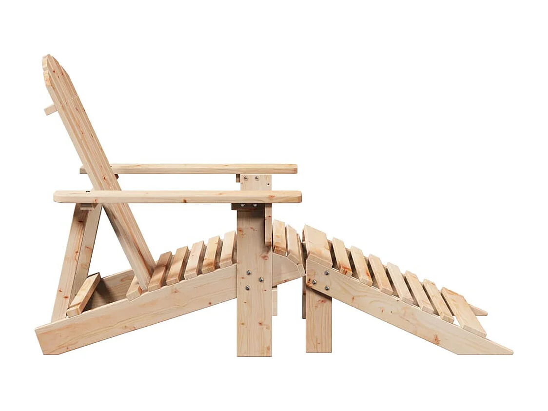 Silla Adirondack con otomana en madera maciza de abeto