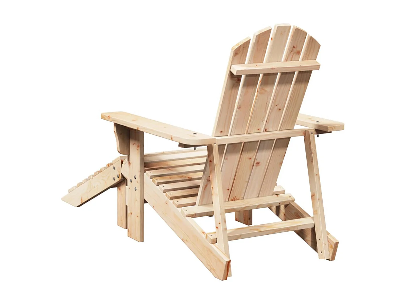 Silla Adirondack con otomana en madera maciza de abeto