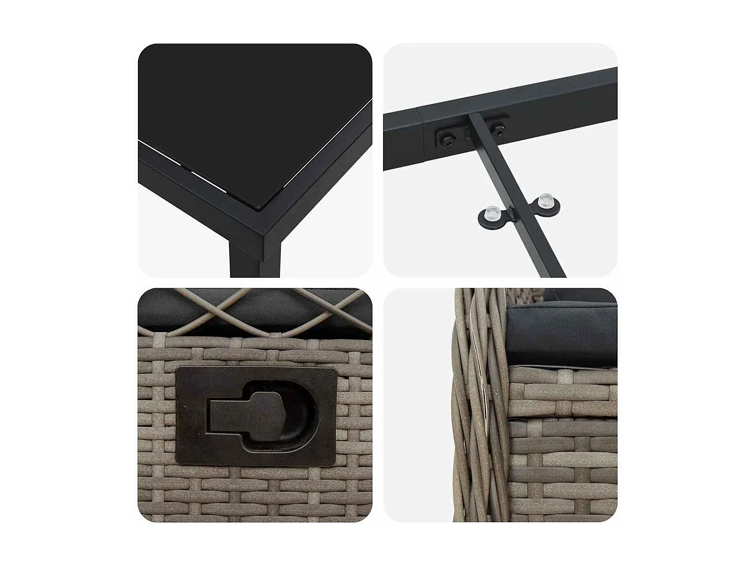 3-delige grijze poly rattan tuinset