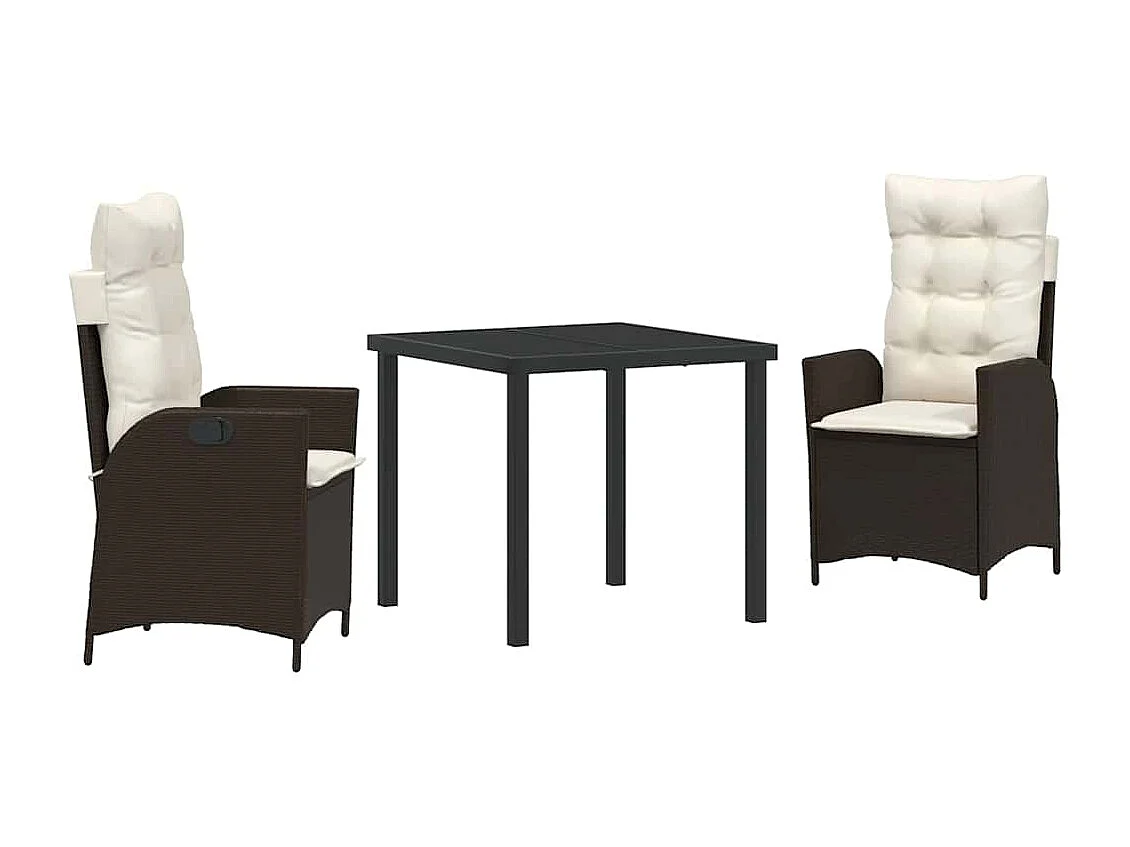 Ensemble de 2 Marron Poly rattan marron, Acier revêtu de poudre