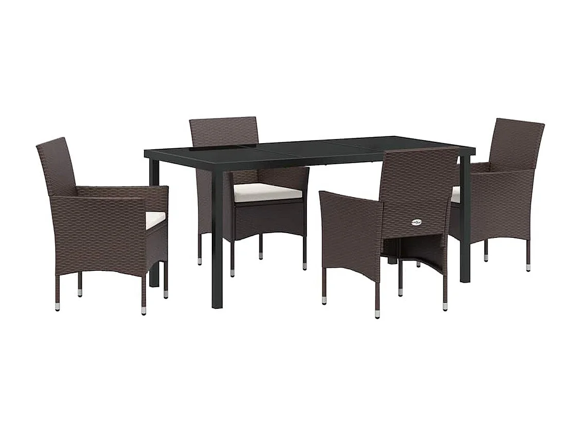 5-delige tuinset van bruin polyrotan