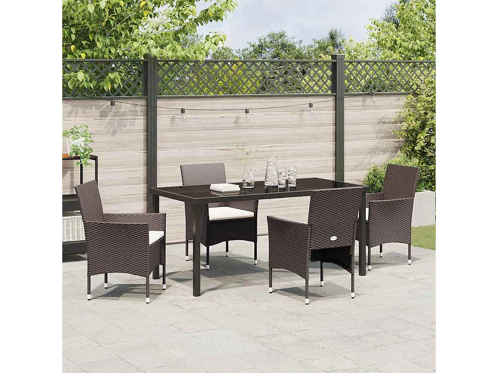 5-delige tuinset van bruin polyrotan