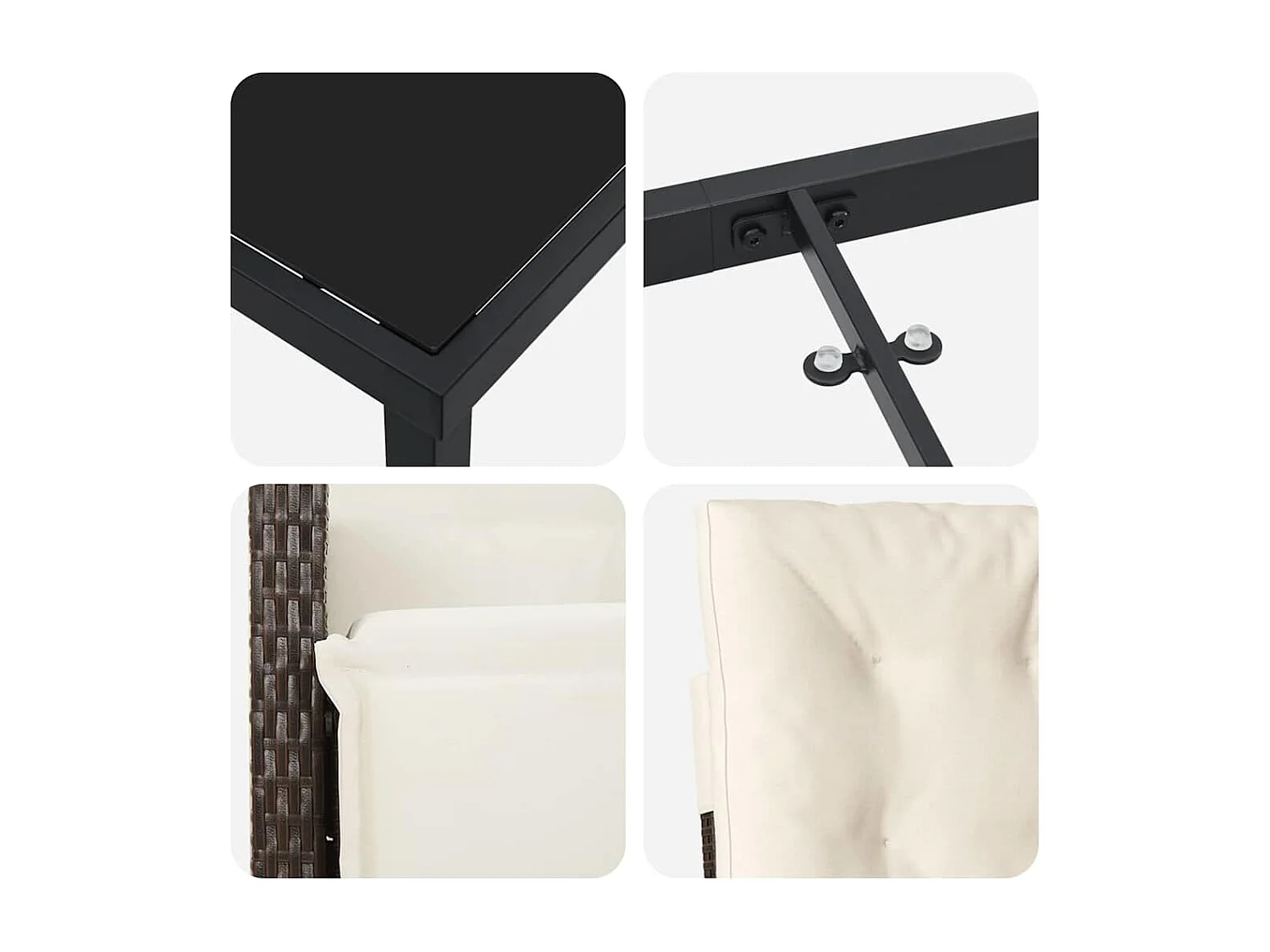 Set da pranzo da giardino da 7 pezzi con cuscini in polyrattan marrone