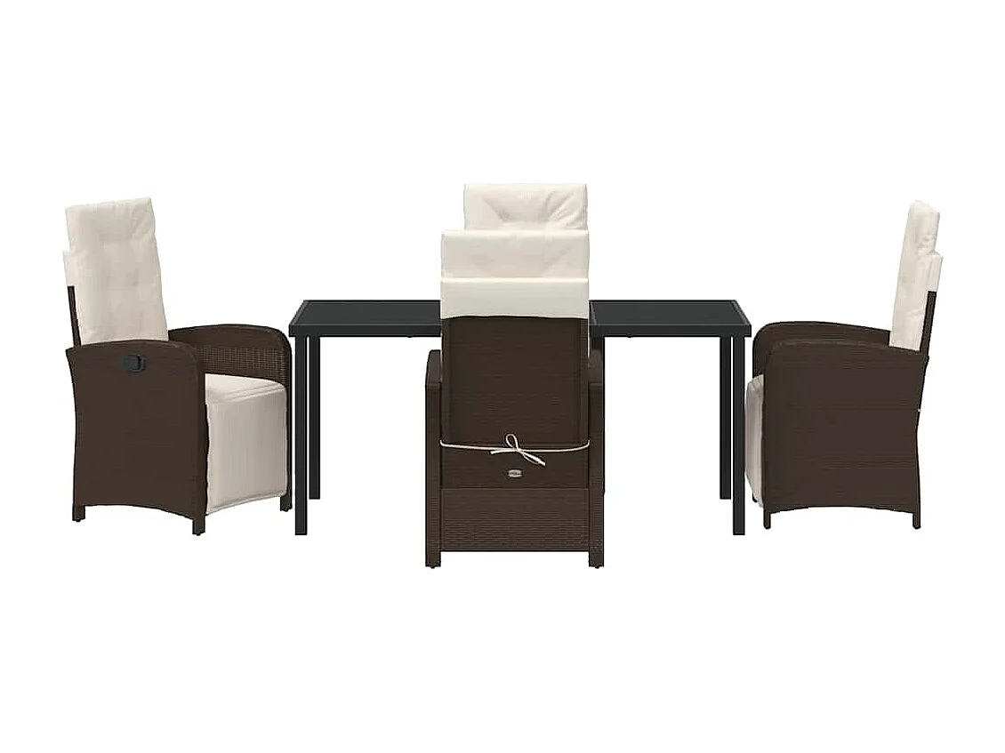 5-delige tuinset met bruine polyrotan kussens