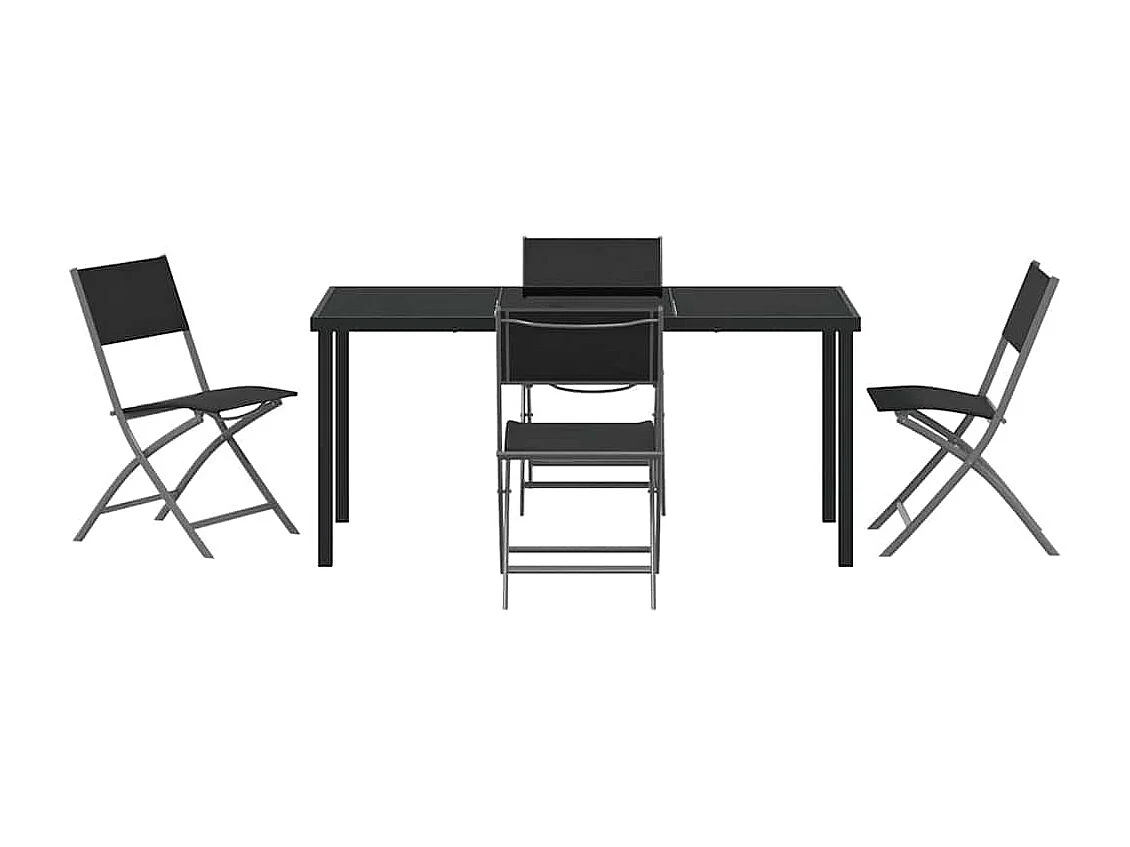 Ensemble de salle à manger de jardin 5 pièces Noir Tissu textilène et Acier