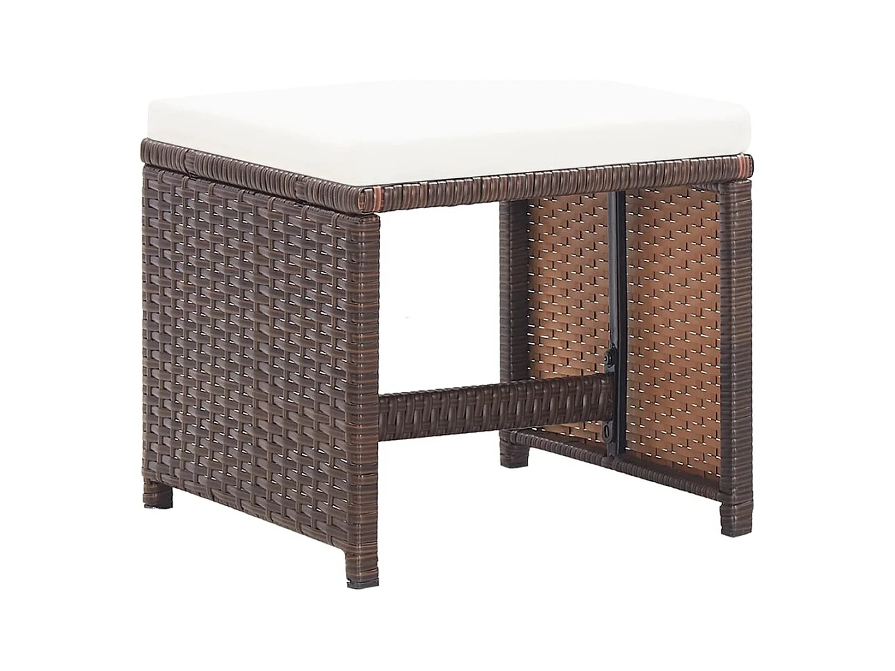 Tabourets de jardin lot de 4 et coussins Résine tressée Marron