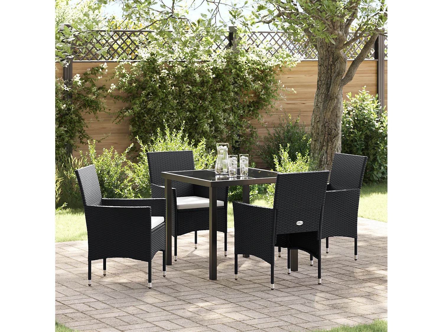 Ensemble de Salle à Manger de Jardin 5 pièces Noir Rotin Synthétique