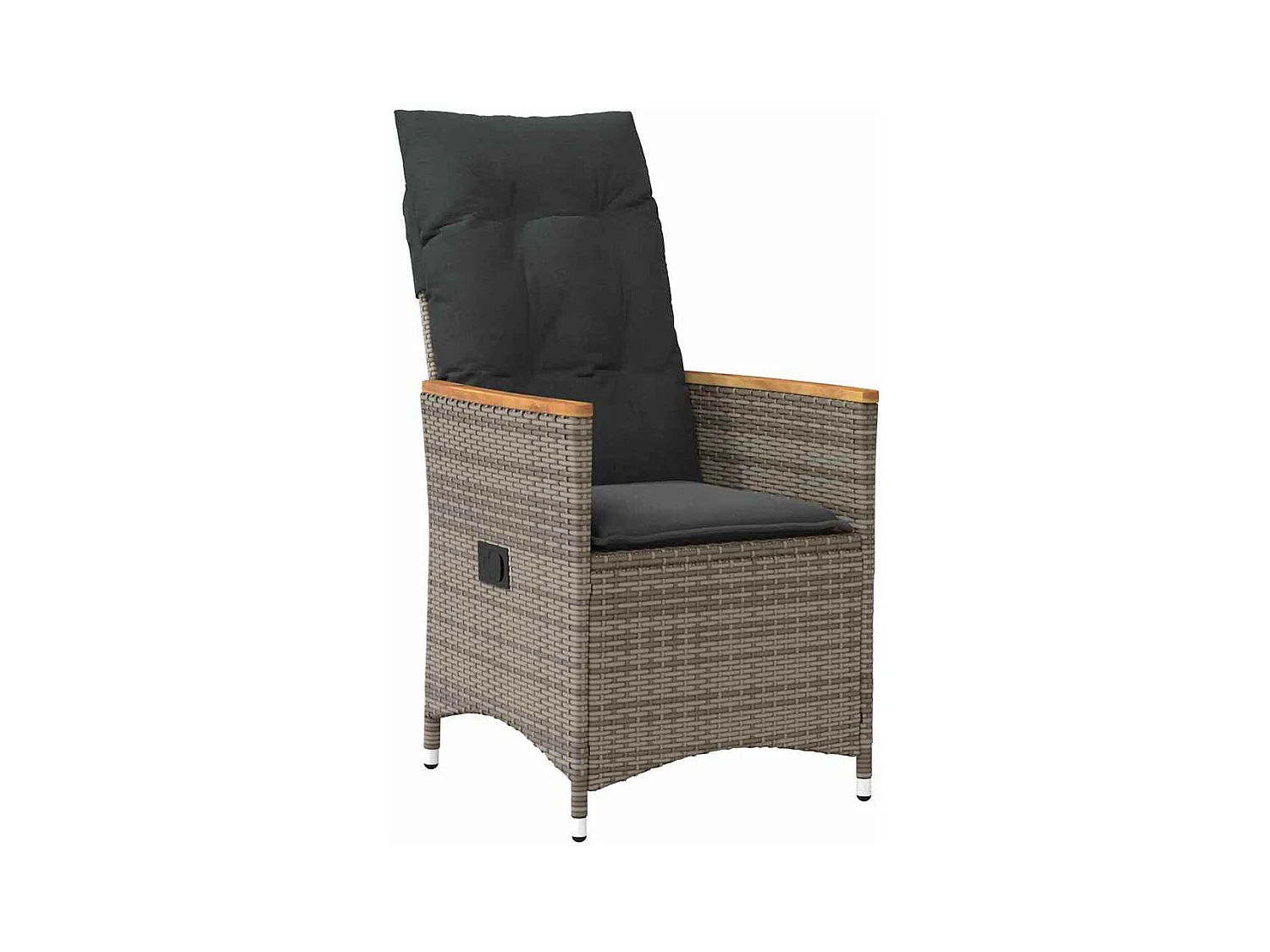 Set de 3 Pièces pour Dîner de Jardin avec Coussins Gris en Rattan Poly