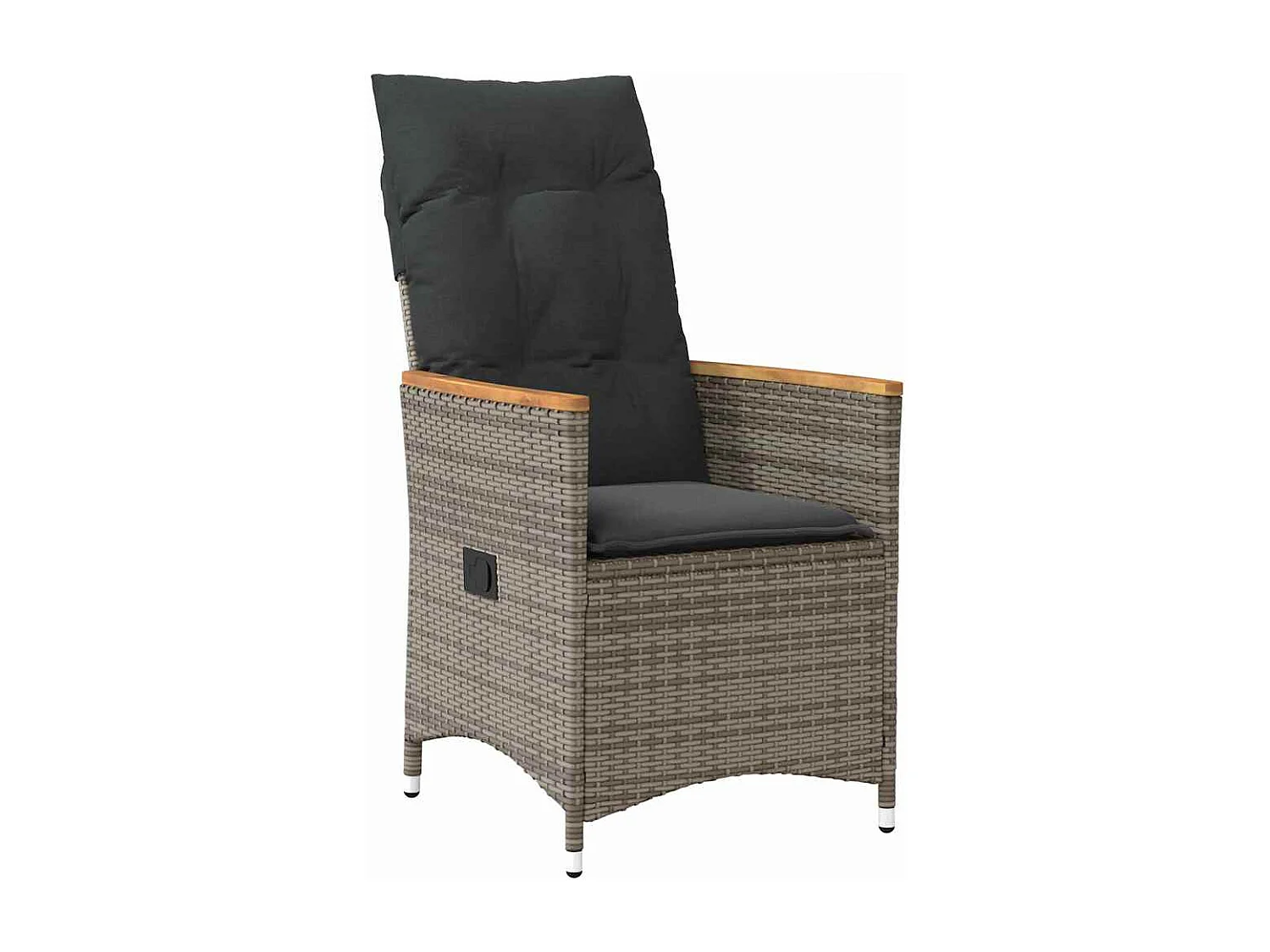 Set de 3 Pièces pour Dîner de Jardin avec Coussins Gris en Rattan Poly