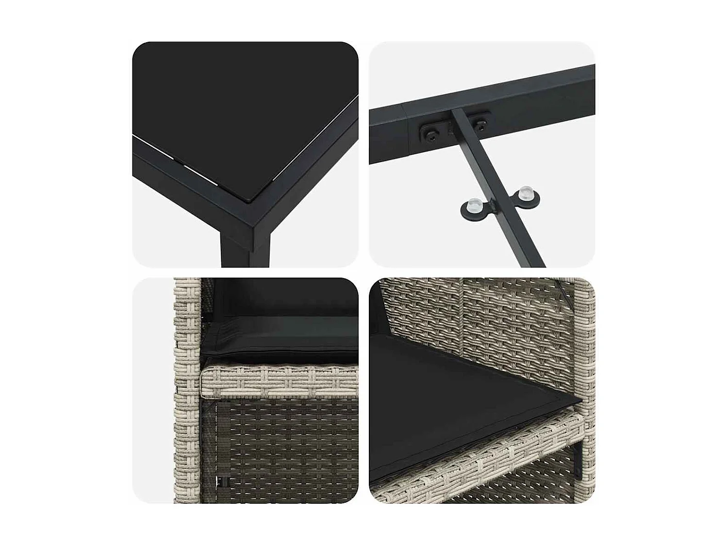Ensemble de salle à manger jardin 5 pièces avec coussins gris clair poly rattan