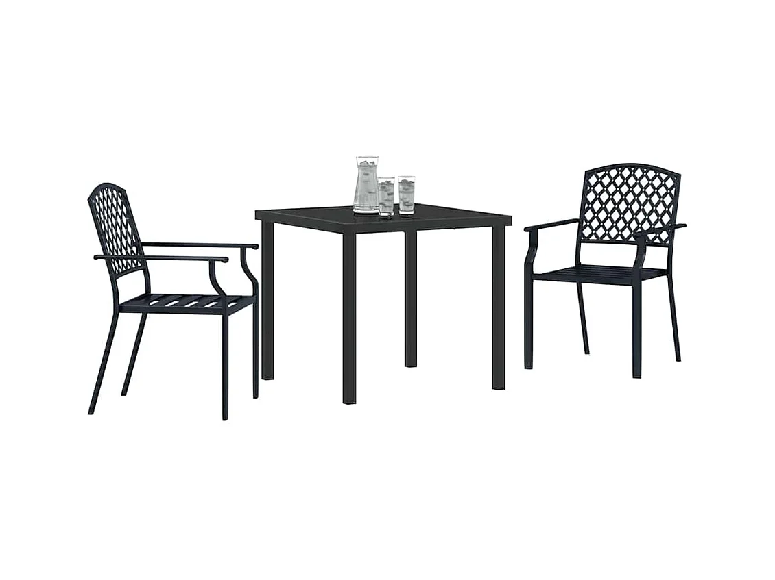 Set da pranzo da giardino 3 pezzi in acciaio antracite