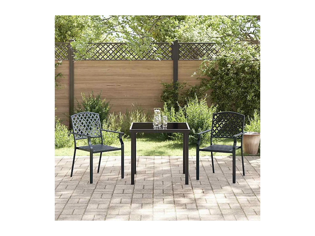 Set da pranzo da giardino 3 pezzi in acciaio antracite