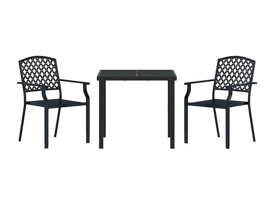 Set da pranzo da giardino 3 pezzi in acciaio antracite