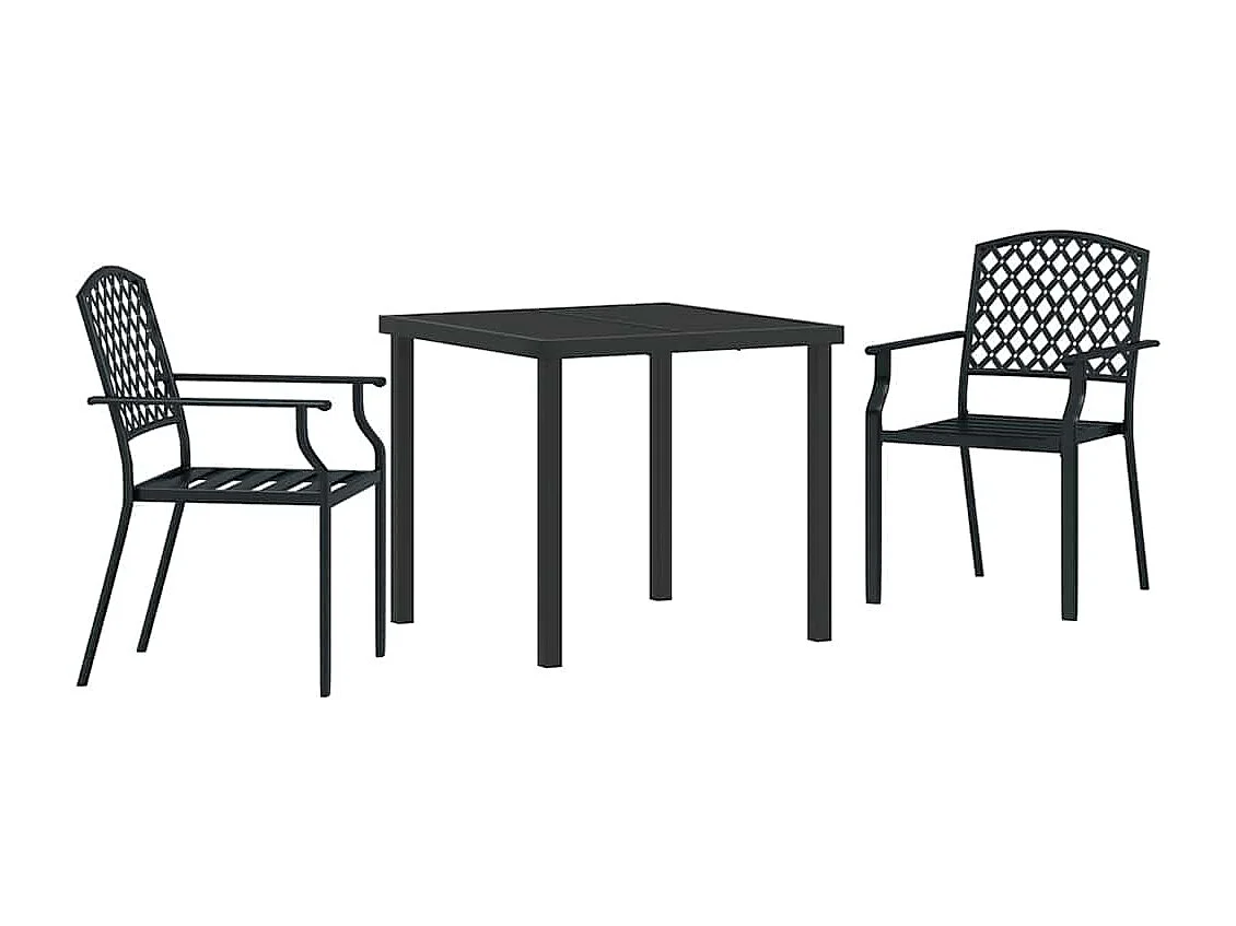 3-delige tuinset in antraciet staal