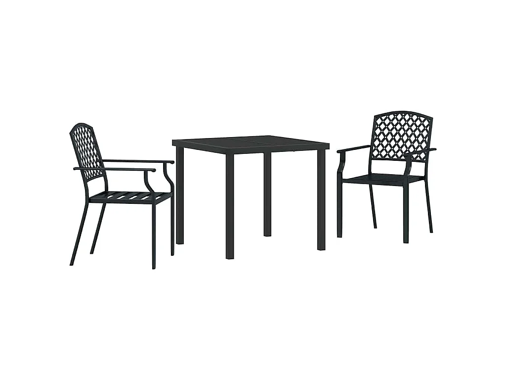 Conjunto de comedor de jardín de 3 piezas en acero antracita
