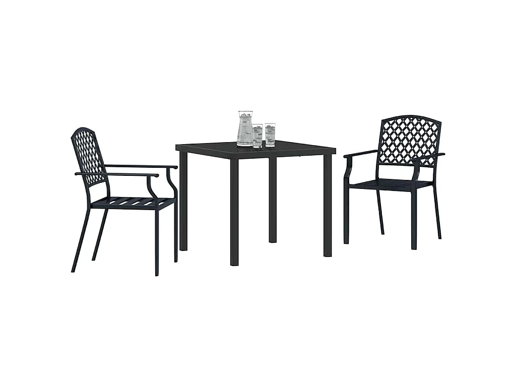 Conjunto de comedor de jardín de 3 piezas en acero antracita